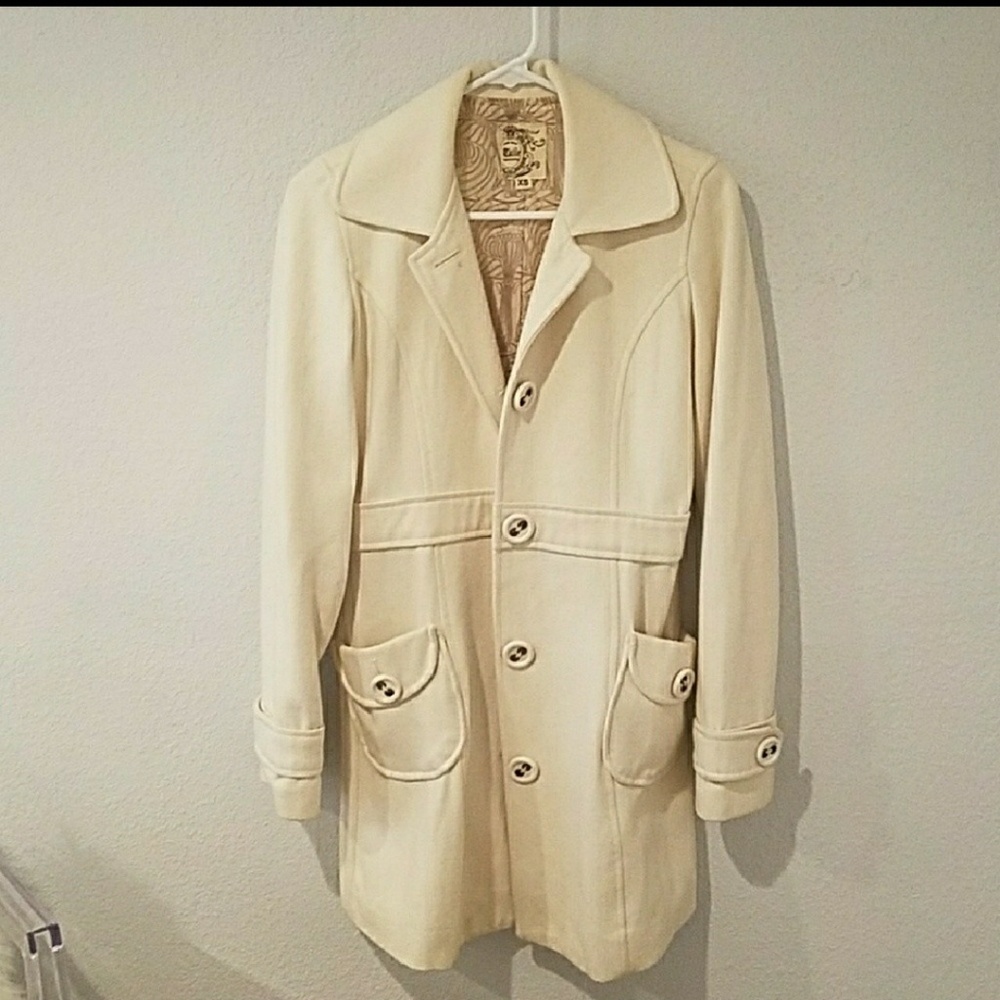 TULLE Ivory Wool coat from Anthropologie size XS